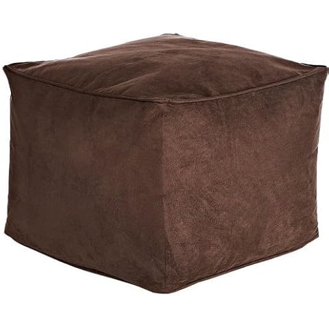 Snugglemore - Footstool Faux Suede Cube Pouffe Footrest Foot Support Luxury Bean Bag Seating (Brown) Cover