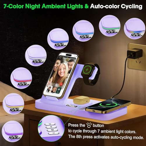 Image of Dual Phone Foldable Wireless Charging Station for Apple, Couple&Family Use