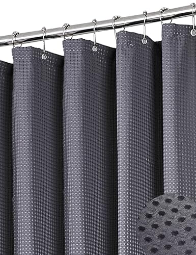 Aquvel Waffle Shower Curtain – Heavy-Duty, Weighted & Wrinkle-Free Fabric, Luxury Hotel-Quality, 72x72 Inches, Machine Washable, Gray