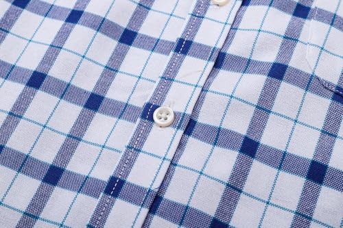 Image of SANGTREE Men's Premium Oxford Cotton Short Sleeve Shirts, Classic Stripes, Ideal for Business & Leisure, Blue White,XX-Large