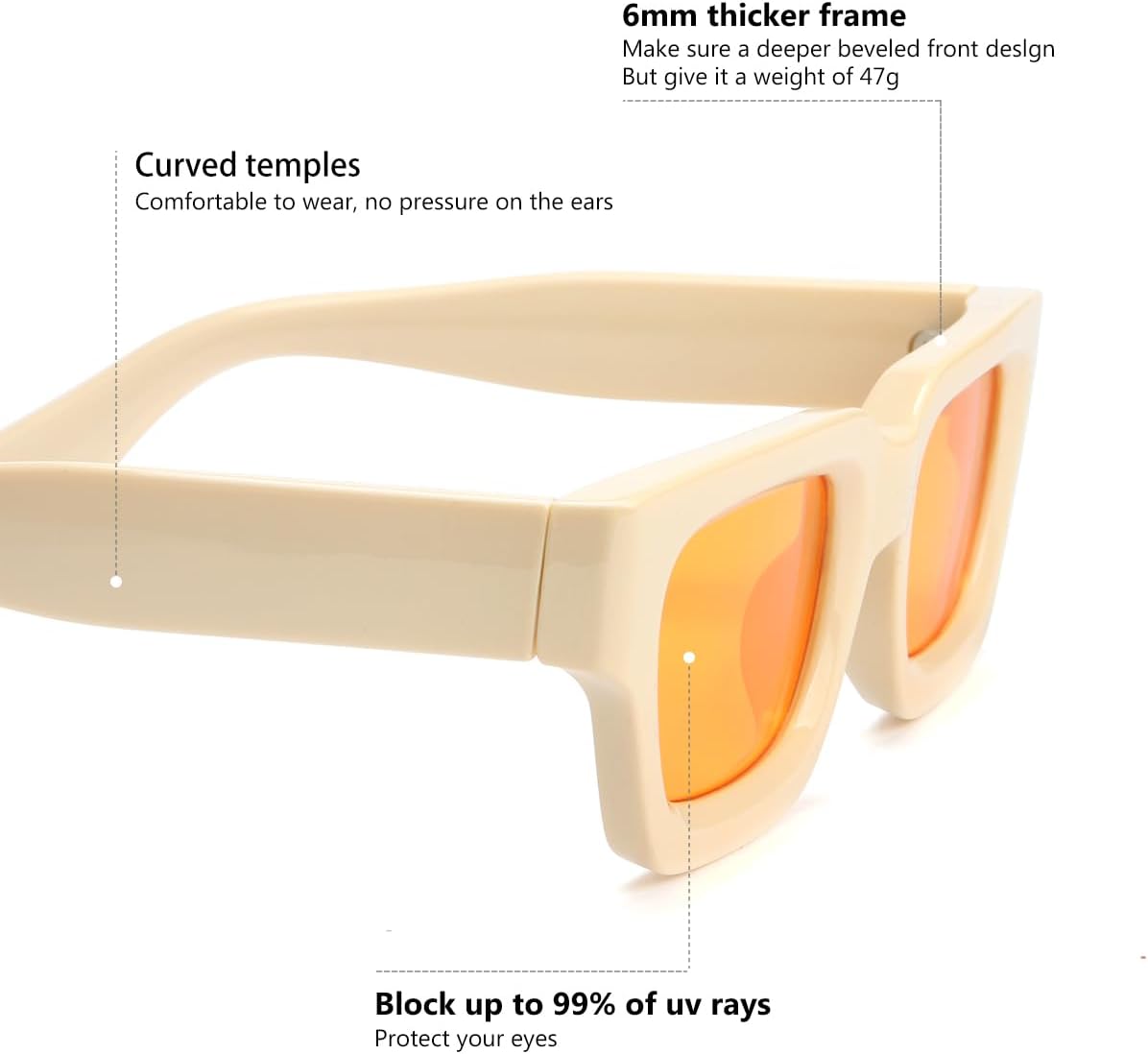 Trendy Square Sunglasses for Men Women Fashion Thick Rectangle Sun Glasses UV Protection Shades Designer Style - Image 6