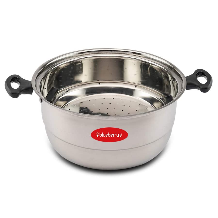 Image of 𝗕𝗹𝘂𝗲𝗯𝗲𝗿𝗿𝘆❜𝘀 Idli Maker Stainless Steel - Idly Cooker with 3-Plates for idly, 1-Plate for mini Idly & 1-Plate steamer| Idli maker induction base & Gas Stove Compatible -(15 Idlies & 20 mini idlies)