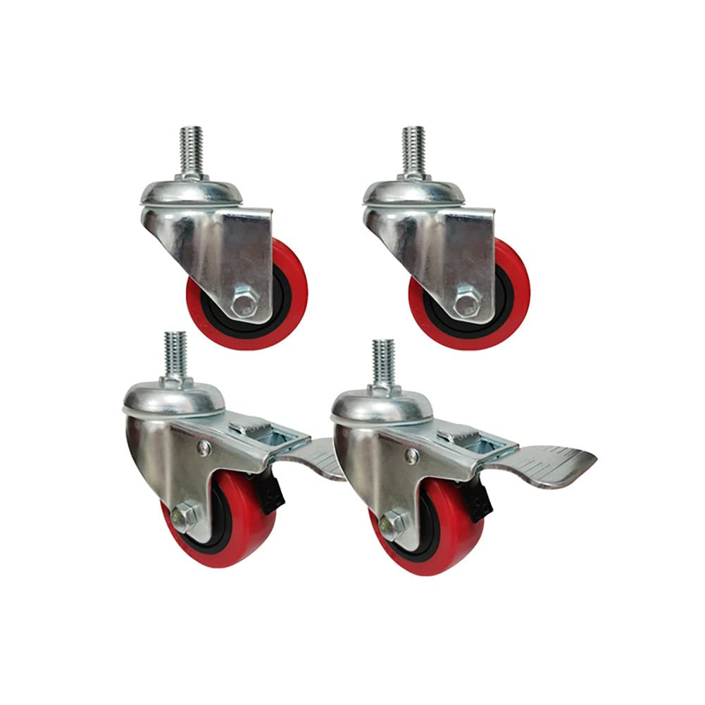 Aiyomi Marble 4X Heavy Duty Casters 3 Inches 75Mm M14 Thread Furniture Castors With Brake Universal Swivel Industrial Transport Casters Silent Pu Caster Wheels Load Capacity 400Kg For Trolley Workbench