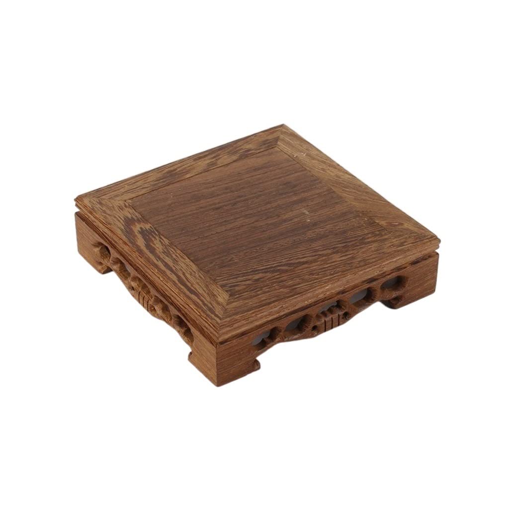 TEESONG Bonsai Pedestal Bonsai Base Mahogany Square Crafts Strange Stone Ornament Chicken Wing Wood Hand-carved Flower Bracket Teapot Vase Pedestal Display Stands(XL)