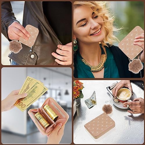 TIESOME Portfel damski, modna portmonetka na monety pluszowa zawieszka kopertówka, Khaki, Moda