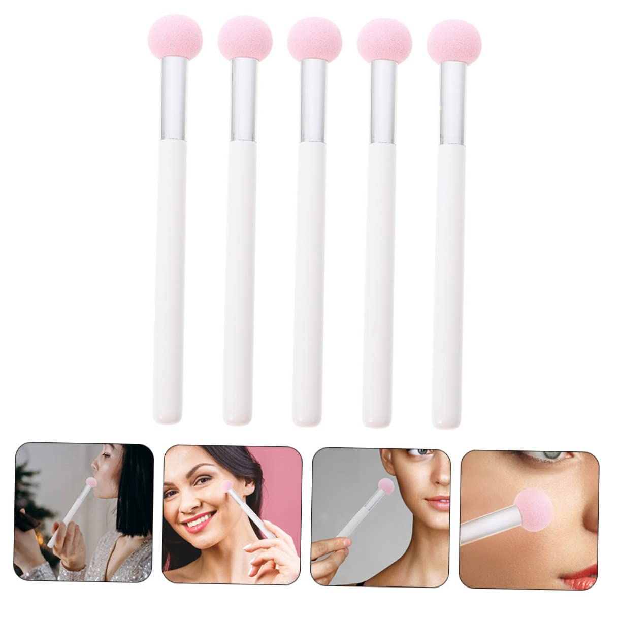 PartyKindom 5Pcs Mushroom Head Makeup Sponges for Women Soft Powder for Foundation and Concealer Comfortable Grip and Natural Finish for Daily