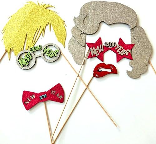 New Years 2016 Photo Booth Designer Props Girls hair and boys hair Glitter Foamy