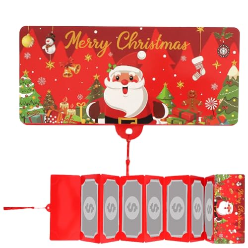 Ruzimivクリスマスマネーホルダー、封筒付きマネークリスマスカード、お祝いのキャッシュギフトオーガナイザータッセルを備えた、クリスマスパーティーのための折りたたみ式のお祝いパーティー