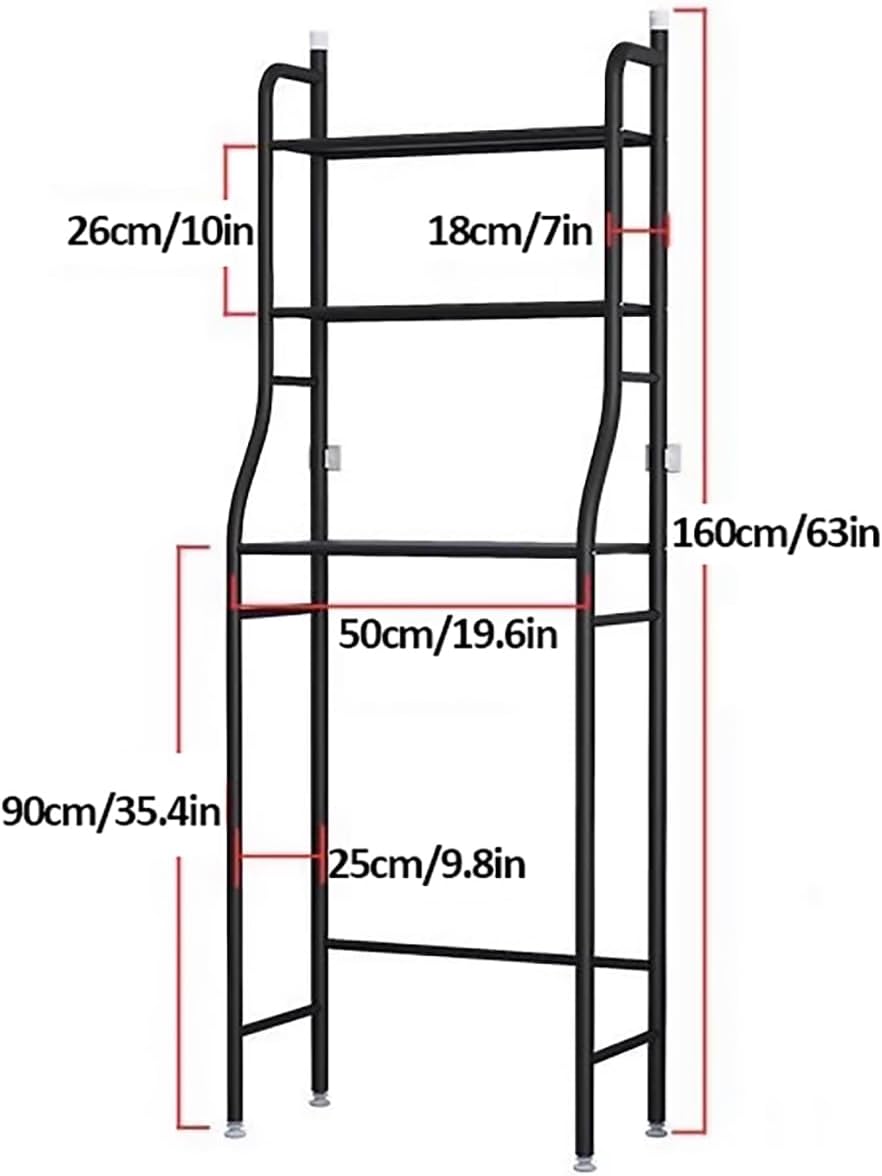 Over The Toilet Storage Shelf, 3-Tier Bathroom Organizer Space Saver Stand Rack, Freestanding Storage Shelves with Paper Holder and 3 Hooks for Restroom Laundry,Bl
