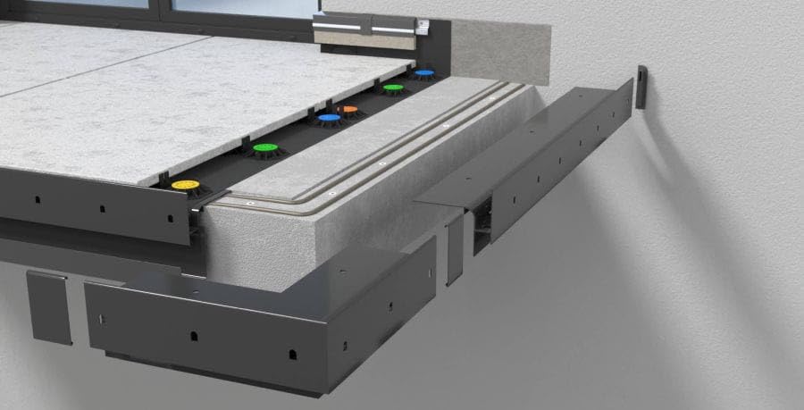 Renoplast® Perfil de Alero de Aluminio W30R+ 200cm Gris | Acabado de Terrazas y Balcones | Suelos Ventilados Elevados | Sistemas de Drenaje de Agua | Perfil Angular | Protección contra la Corrosión