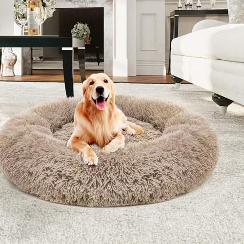 GDDO Premium Orthopädisches Haustierbett für große und extra große Hunde,Donut Hundebett Weiches Plüsch Rundes Hundesofa mit Wasserfeste Unterseite,Hundekörbchen waschbar (90cm)