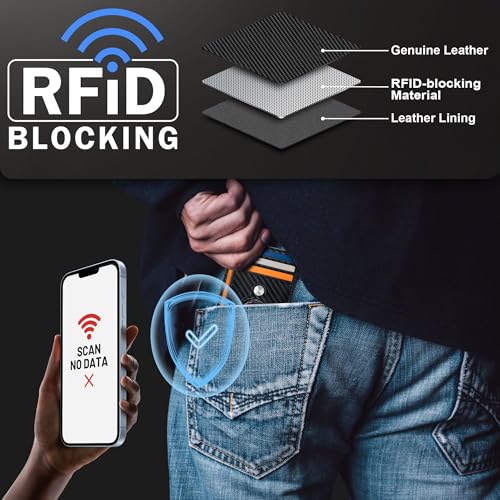 Suncat Minimalist Wallet for Men, Slim Wallet with Built-in Location Tracker, RFID Blocking Credit Card Holder Work with Apple Find My3