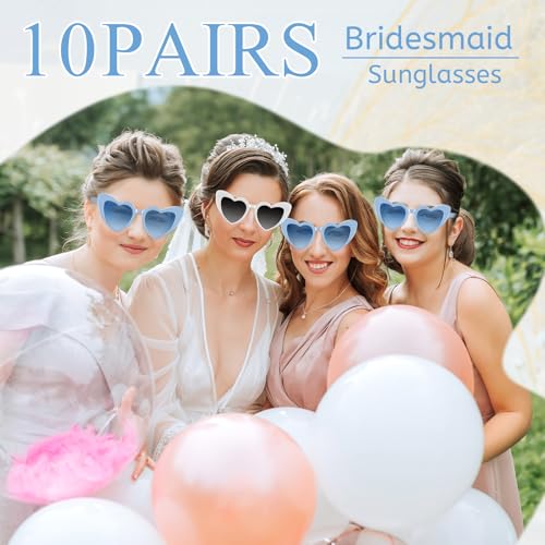 4/6/8/10/12 Pack Bachelorette Sunglasses Heart Sunglasses Vintage Heart Shaped Glasses for Women Bridal Party Wedding3