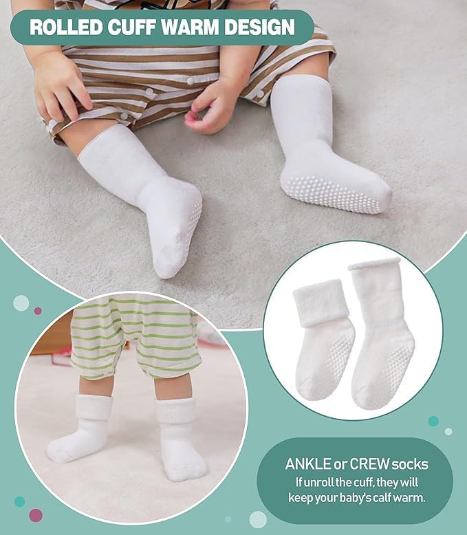 Baby Kids Unisex Socks with Grips,Winter Terry Thick Warm Socks (Pack of 4) (1-2 Years) 1