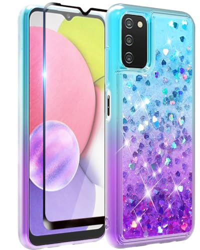 Coque Samsung A03s silicone transparent paillettes verre trempé écran