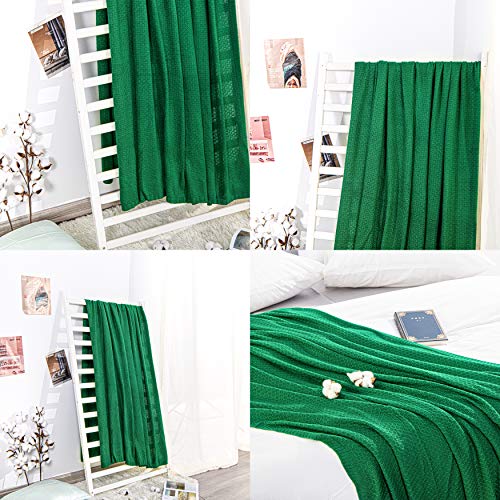 Image of NTBAY Rayon Derived from Bamboo Knit Throw Blanket, 51 x 67, Green | Breathable Cable Knit Throw Made with Rayon Derived from Bamboo, Soft Cooling Bed Throws for Sofa, Bed, Reading, and Travel
