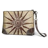 Vintage Kompass Navigation kleine Lederbörse ❤Material: Echtes Leder und Premium-Metall-Reißverschlüsse machen es langlebig. Weiches Premium-Futter, bequem, leicht, schmutzabweisend und wasserdicht, einfach zu pflegen.