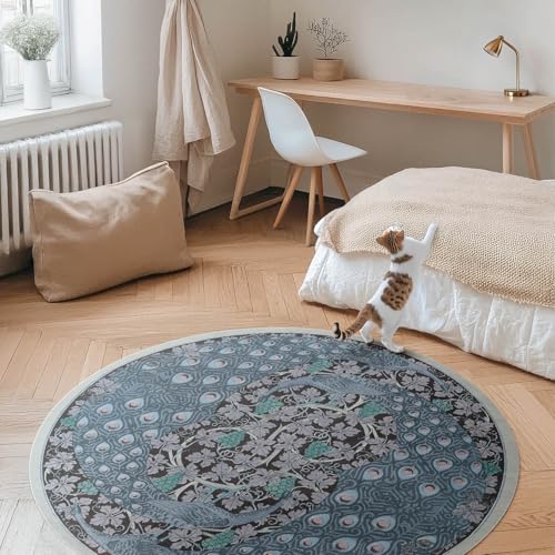 Tapis vinyle durable et elegant ø70 cm decoration d'interieur chic paon - 3