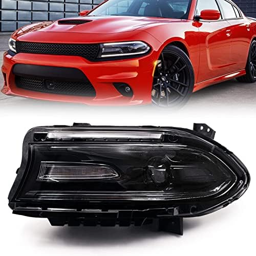 FIONE [Xenon Model Compatible with Dodge Charger Headlight Assembly 2015-2021 HID Headlamp with LED DRL Tubes Left Driver Side LH