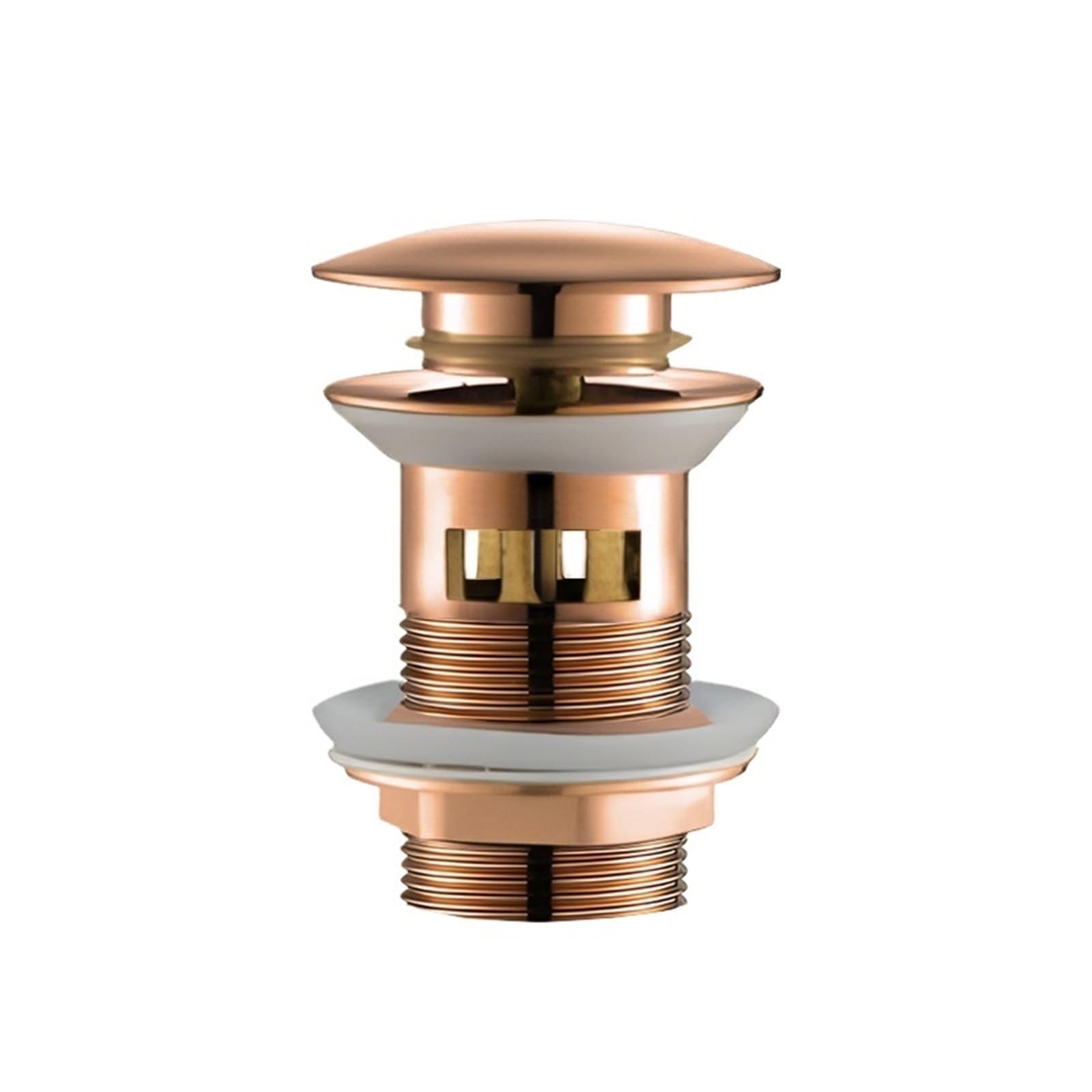 Sink Plug Black Gold Basin Sink Drainer Corrosion Resistant Pop Up Push Button Waste Trap with Overflow Kitchen Bath Drain Stopper No Hole for Washbasin(RG with Hole)