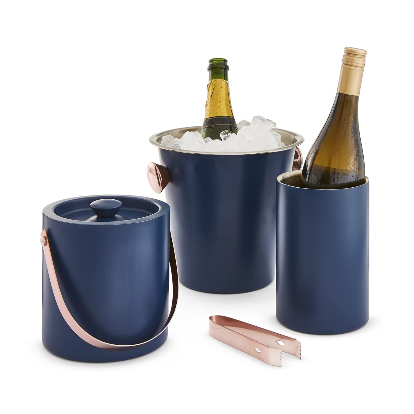 Tower Cavaletto T879029MNB Ensemble de Bar 3 pièces avec Refroidisseur à vin, Seau à Glace et Seau à Champagne Bleu Nuit