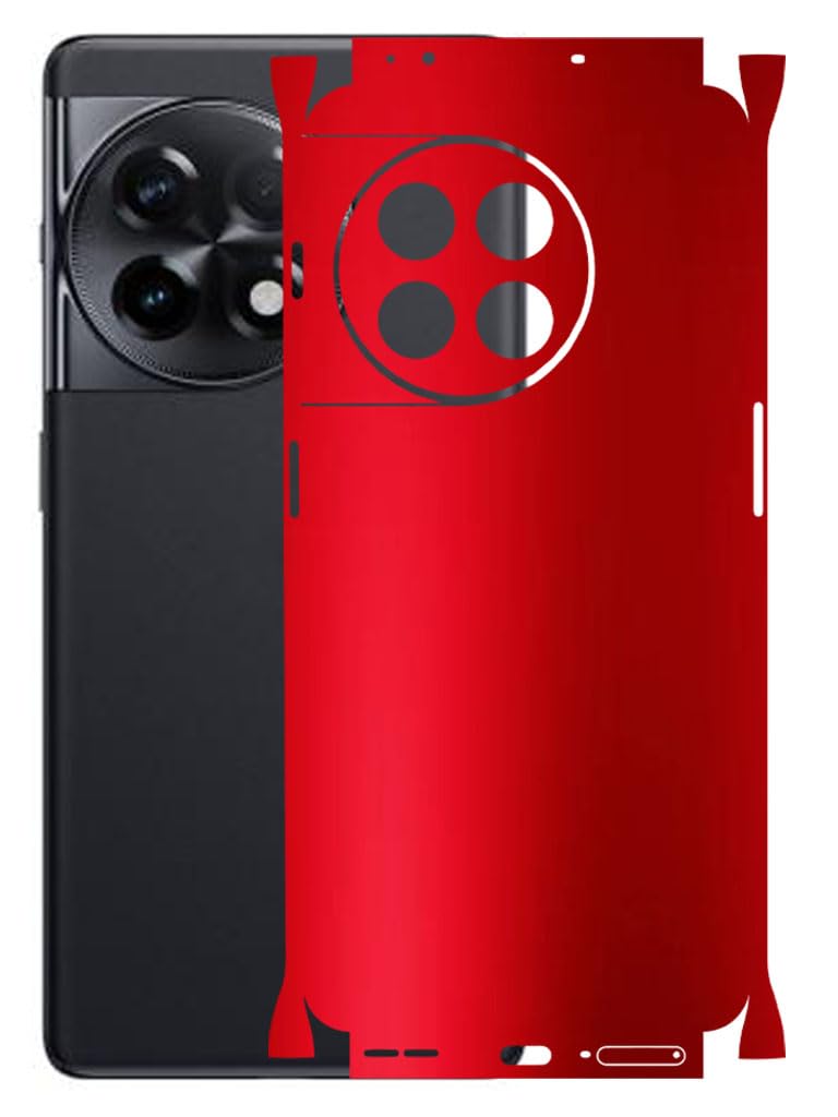 AtOdds - Compatible for OnePlus 11R (5G) Mobile Back Skin Film Wrap with Camera Protector (Coverage - Back+Camera+Sides) (Metallic Red)-image-36