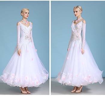 ストーンがびっしりホワイトビーズ装飾ラテンダンスドレス ストーンがびっしりホワイトビーズ装飾ラテンダンスドレス