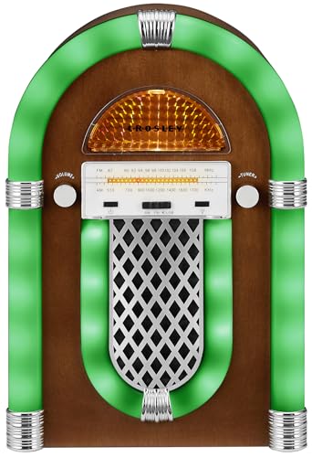 Crosley CR1102A-WA Presley Retro Tabletop Jukebox Bluetooth AM/FM Radio, Vintage, Walnut