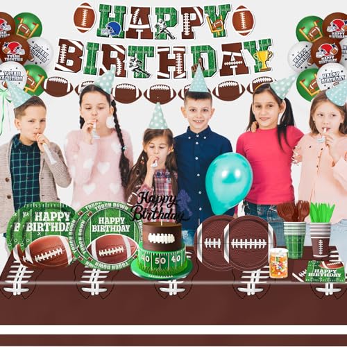 Football Birthday Party Decorations, Football Party Supplies Includes Plates, Napkins, Cups, Banner, Balloons, Tablecloth for Football Birthday Party Football Game Day, Serve 20 - Image 6