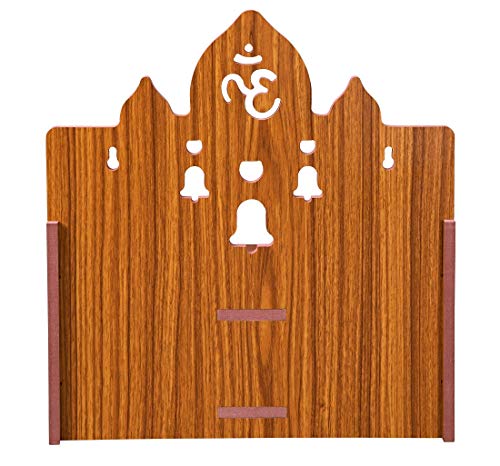 Mandir Pooja de madera contrachapada roja Aakrati Devyom en talla XL