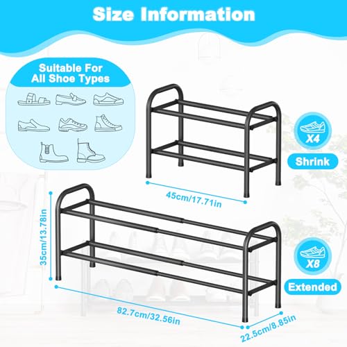 2 Niveaux Étagère à Chaussures Extensible, Rangement Chaussure Réglable pour 8-10 Paires Shoes, Porte Chaussures Gain de Place en Métal, Shoe Rack pour Entrée, Salon, Chambre, Dressing,Couloir,Placard – Image 3