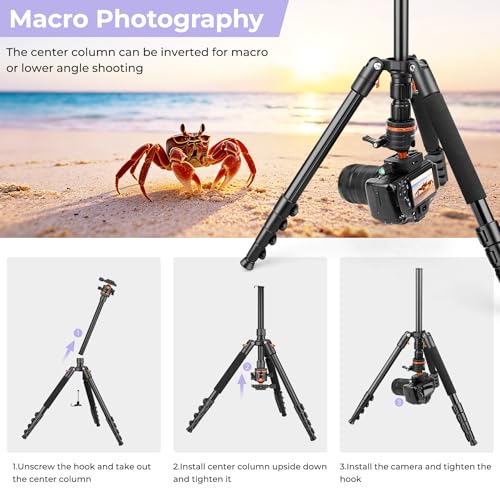 Image of Victiv 256 cm Aluminium Camera Stand, 2-in-1 Tripod Monopod with 360 Panoramic Ball Head, Horizontal Overhead Camera Stand for Video Shooting, Compatible with DSLR Canon Nikon Sony iPhone, Android