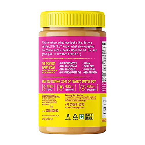 Image of Yogabar 100% Pure Peanut Butter | Creamy & Yummy Unsweetened | Slow Roasted | Non-GMO Premium Peanuts | No Added Sugar - 400gm