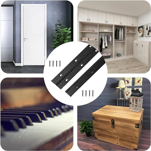 DRENIS 4PCS Heavy Duty Piano Hinge,8-Inch 304 Black Continuous & Piano Hinges,0.05\" Thickness,1.2\" Open Width, Ideal for Folding Cabinet Doors, Black Stainless Furniture Hinges - Thumbnail 6