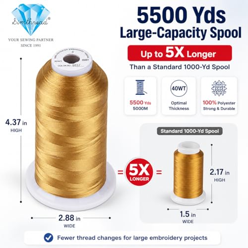 Image of Simthread 5000M 40WT Polyester Embroidery Thread, Autumn Haystack S032 | 5000M 40WT polyester thread feeds smoothly for machine embroidery, monograms, logos, patches and quilting.