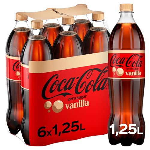 Coca-Cola zero sugar Vanilla Cola zuckerfreies kalorienfreies koffeinhaltiges Erfrischungsgetränk mit Vanille-Geschmack 6x 1 25L Einweg PET Flaschen Vorratspack