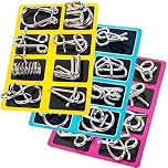 24 Pcs IQ Metal Brain Teaser Puzzles for Adults, Mind Challenge Games with Physics Ring Puzzles, Ideal Logic Gifts Teenagers Family Stress Relief