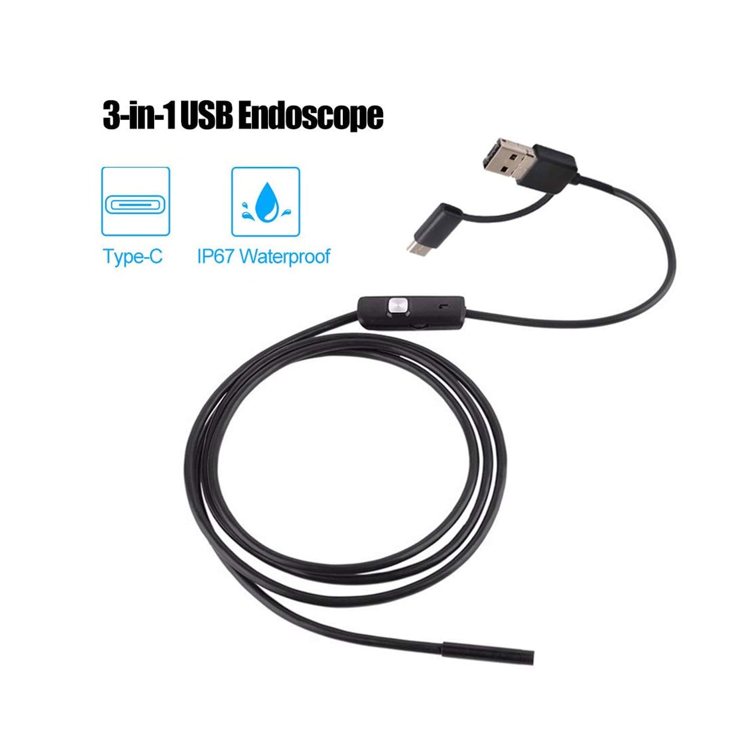 3 in 1 Android 7mm Endoscope Camera USB Inspection Camera 1M Length Endoscope 6 LED Endoscope IP67 Waterproof USB Inspection Camera for Android Mobile Phone Endoscope - Image 3 thumbnail