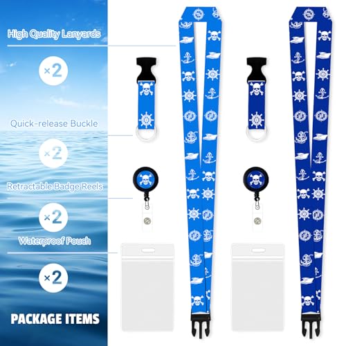 2 Pack Retractable Cruise Lanyard with Waterproof ID Holder Retractable Reel for Cruise Key Cards Ships Essentials & Must Have Travel Accessories（Funny Pirate） 23