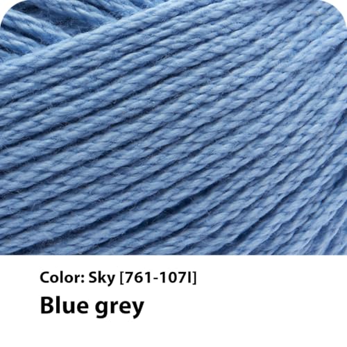 Image of Lion Brand Yarn, 24 /7 Cotton Yarn, Sky, Blue Grey, 1 Pack | Light Worsted 100% Mercerized Cotton Yarn for Crochet, Knitting, Craft, 185 Yards of Natural Fiber for Tees, Bags, Dishcloths