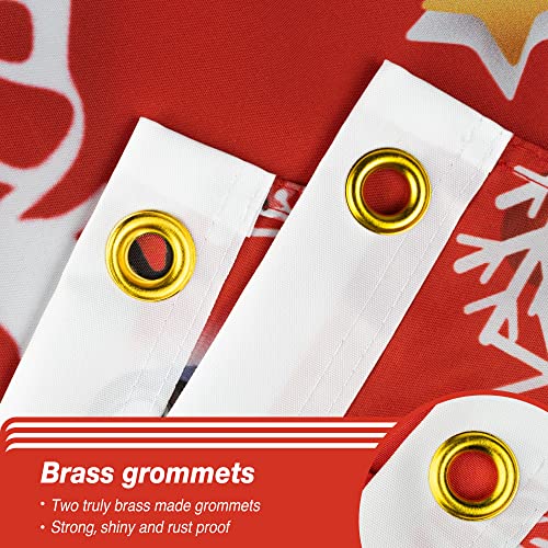 Xifan Christmas Flag Double Sided 3X5 Ft Outdoor, Large Merry Christmas And Happy New Year Banner With Red Gnome Truck Snowman Christmas Tree, Gift Wall Winter Decor Decoration #TOP3