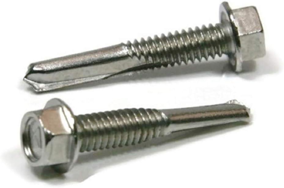 #12 TEK 5 Hex Washer Head Stainless Steel Self Drilling Screws #12-24 x 1-1/4 inch Qty 25