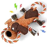 Letsmeet Squeaky Dog Toys, Tug of War Dog Toy for Large Dogs, Plush Puppy Toys with Pull Rope, Interactive Dog Toys for Small, Middle, and Big Dogs
