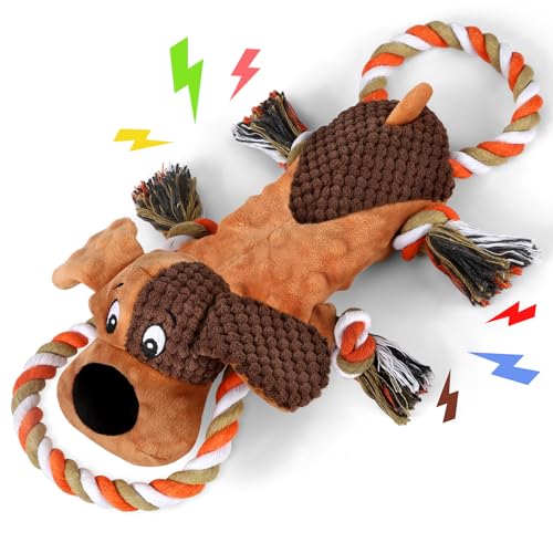 Letsmeet Squeaky Dog Toys, Tug Of War Dog Toy For Large Dogs, Plush Puppy Toys With Pull Rope cover