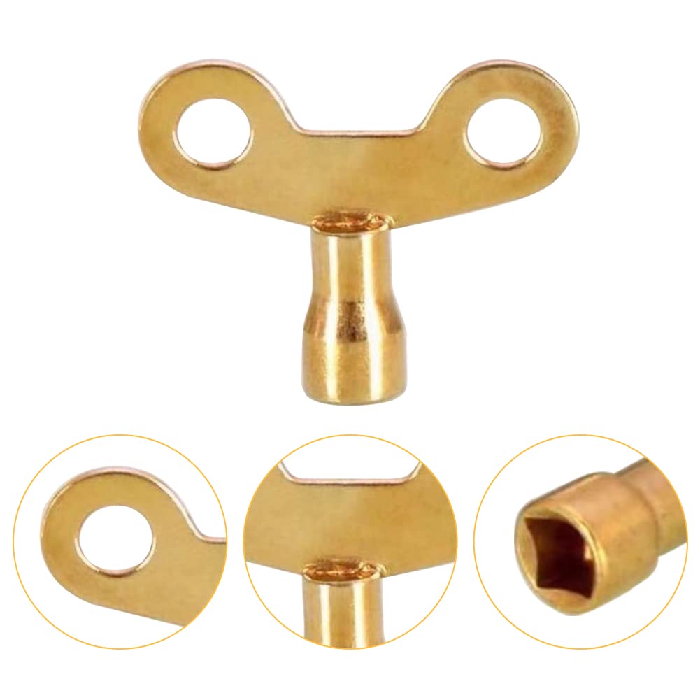 4 Pieces Radiator Bleed Key Clock Radiator Key Universal Radiator Bleed Valve Key for Exhaust and Vent Made of Solid Brass Easy to Operate(Gold)