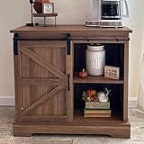 NIZAME Mesa Buffet con Puerta de Granero y Consola para Vino, Flip Top End Table con Estante, Usar como Mesa de Entrada, 32x32x14 (Color : Brown)