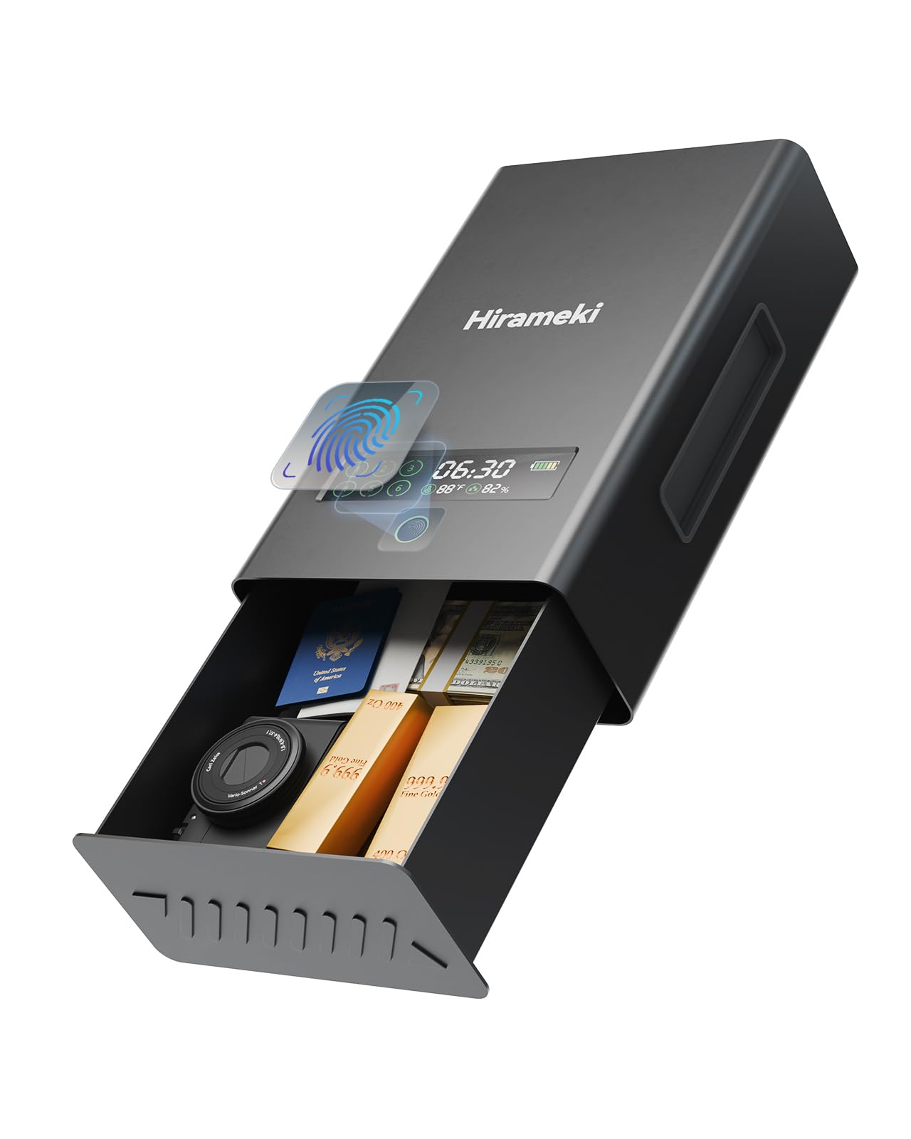Amazon.co.jp: Hirameki 指紋認証 金庫 小型 家庭用 防犯 金庫 貴重品