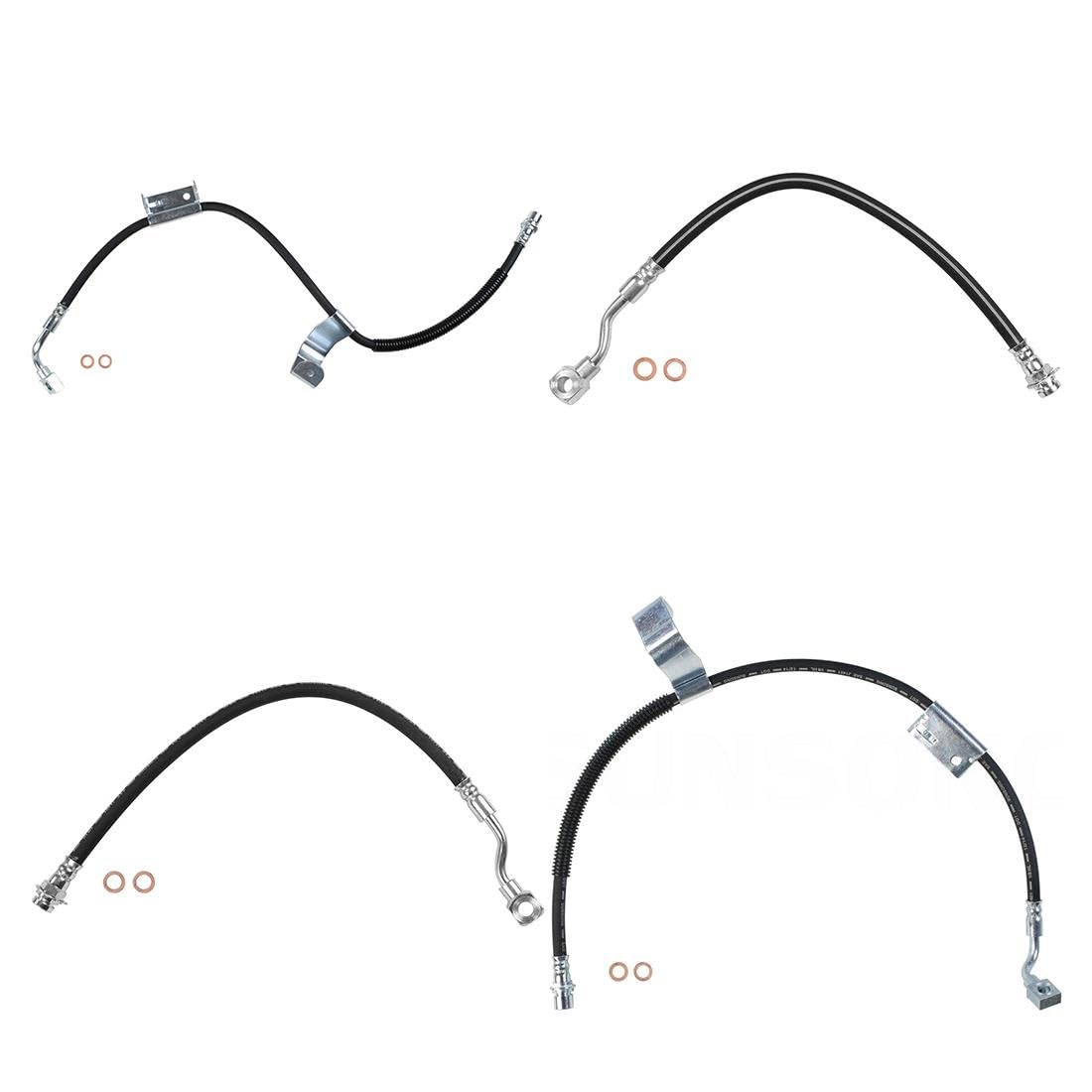 A-Partrix 4PCS Front Rear Brake Line Brake Hydraulic Hose Liner Brake Fits Chevrolet Fits Chevy Avalanche 2500 2002-2006 Fits Chevrolet Fits Chevy