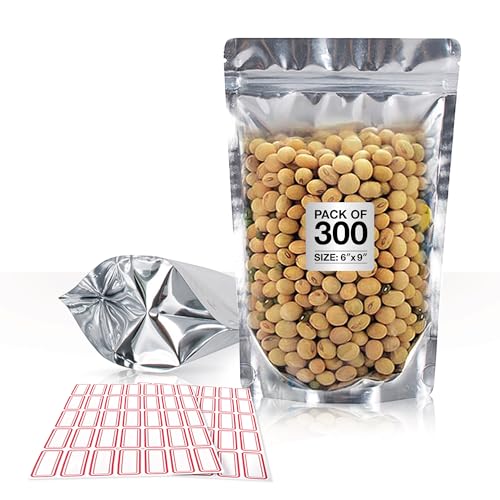BELLE KR® Quart Mylar Bags 6x9 for Food Storage - 7.5mil Thick, Pack Of 300