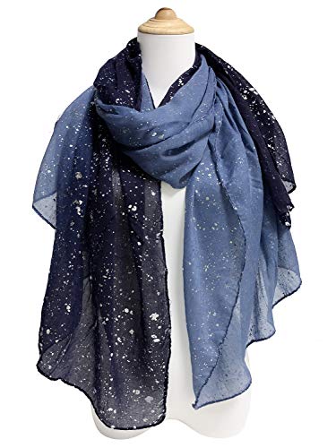 GERINLY Fashion Scarves - Silver Foil Wrap Scarfs for Women Bling Bling Shawls Glitter Lightweight2